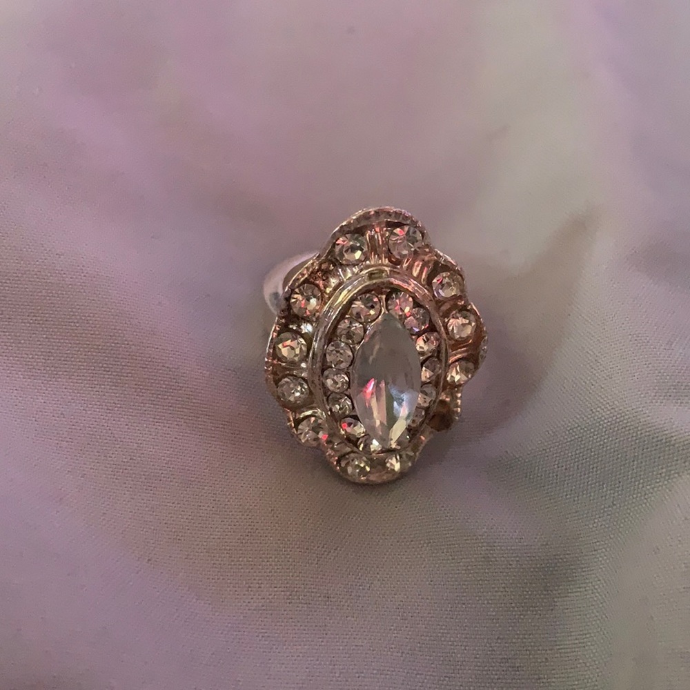 huge silver diamond ring